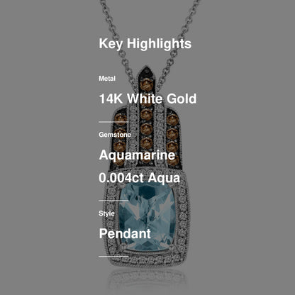3 1/8 cts Aqua Aquamarine Pendant Necklace in 14K White Gold by Le Vian