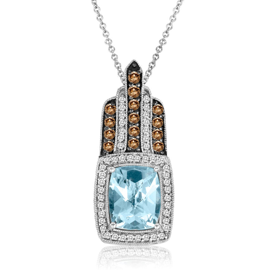 3 1/8 cts Aqua Aquamarine Pendant Necklace in 14K White Gold by Le Vian - BirthStone.com