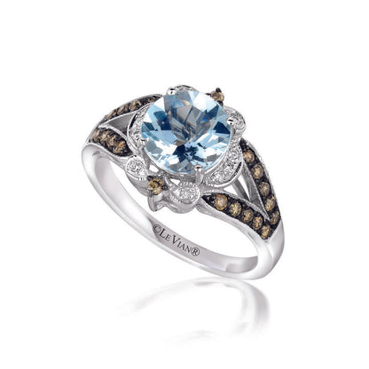 1 1/2 cts Aqua Aquamarine Cocktail Ring in 14K White Gold by Le Vian - BirthStone.com