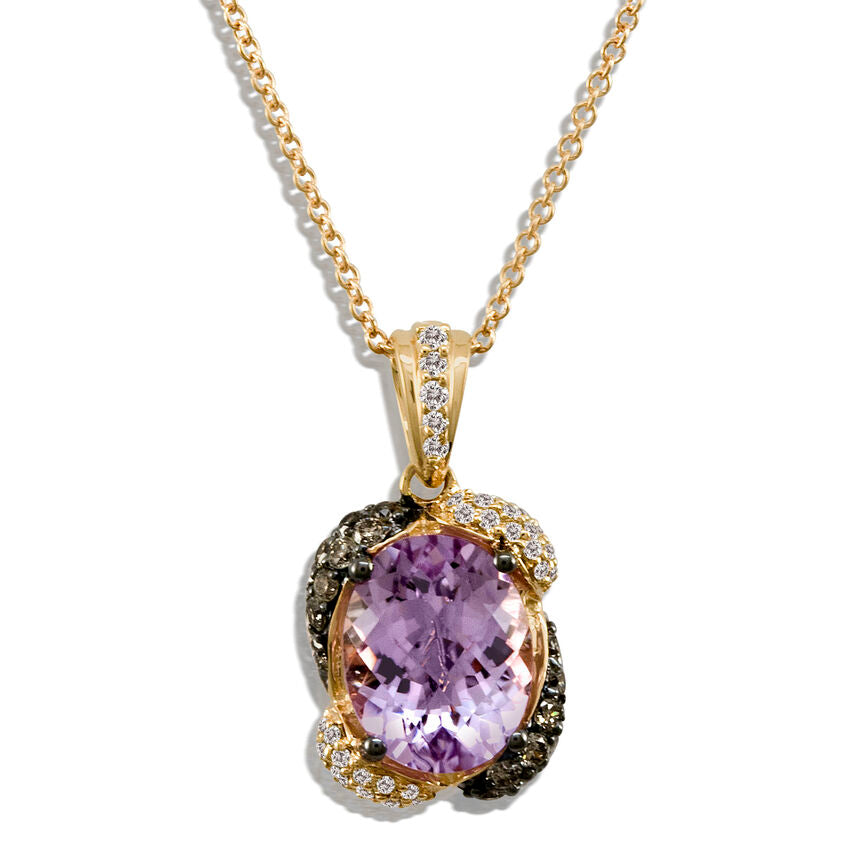Le Vian Amethyst pendant necklace in 14k solid rose gold with Box | eBay