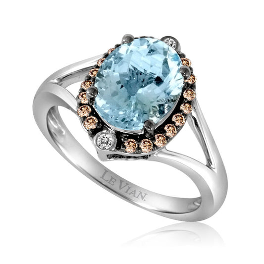 2 1/4 cts Aqua Aquamarine Cocktail Ring in 14K White Gold by Le Vian - BirthStone.com