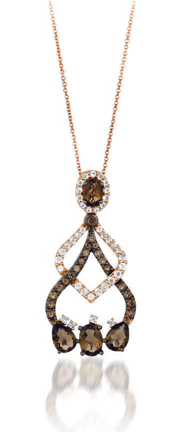 3 1/4 cts Brown Smoky Quartz Pendant Necklace in 14K Rose Gold by Le Vian - BirthStone.com