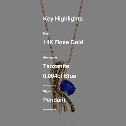 2 3/8 cts Blue Tanzanite Pendant Necklace in 14K Rose Gold by Le Vian