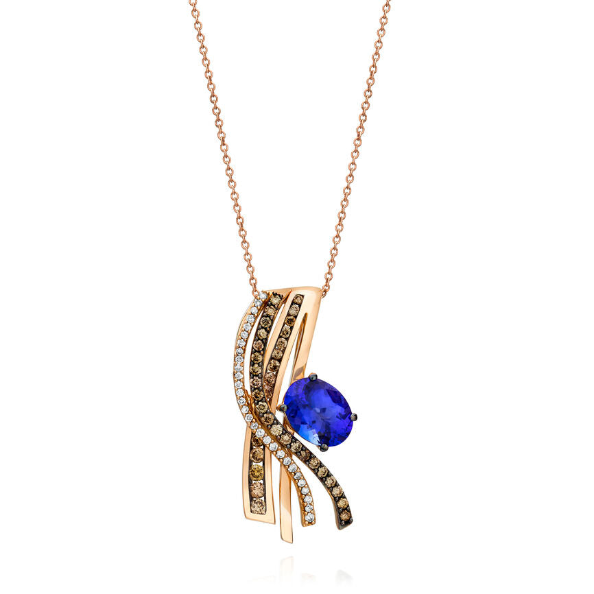 2 3/8 cts Blue Tanzanite Pendant Necklace in 14K Rose Gold by Le Vian - BirthStone.com