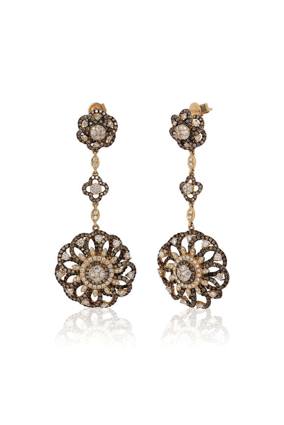 4 1/8 cts Brown Diamond Dangle/Drop Earrings in 14K Yellow Gold by Le Vian - BirthStone.com