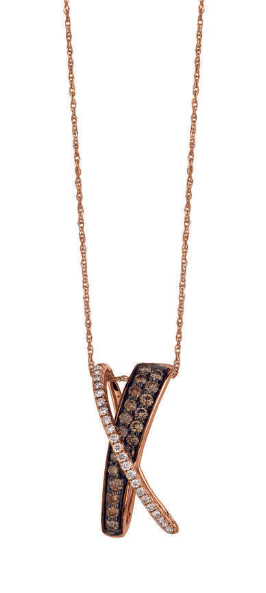 Le Vian Chocolatier Pendant featuring Chocolate Diamonds , Vanilla Diamonds set in 14K Strawberry Gold - BirthStone.com