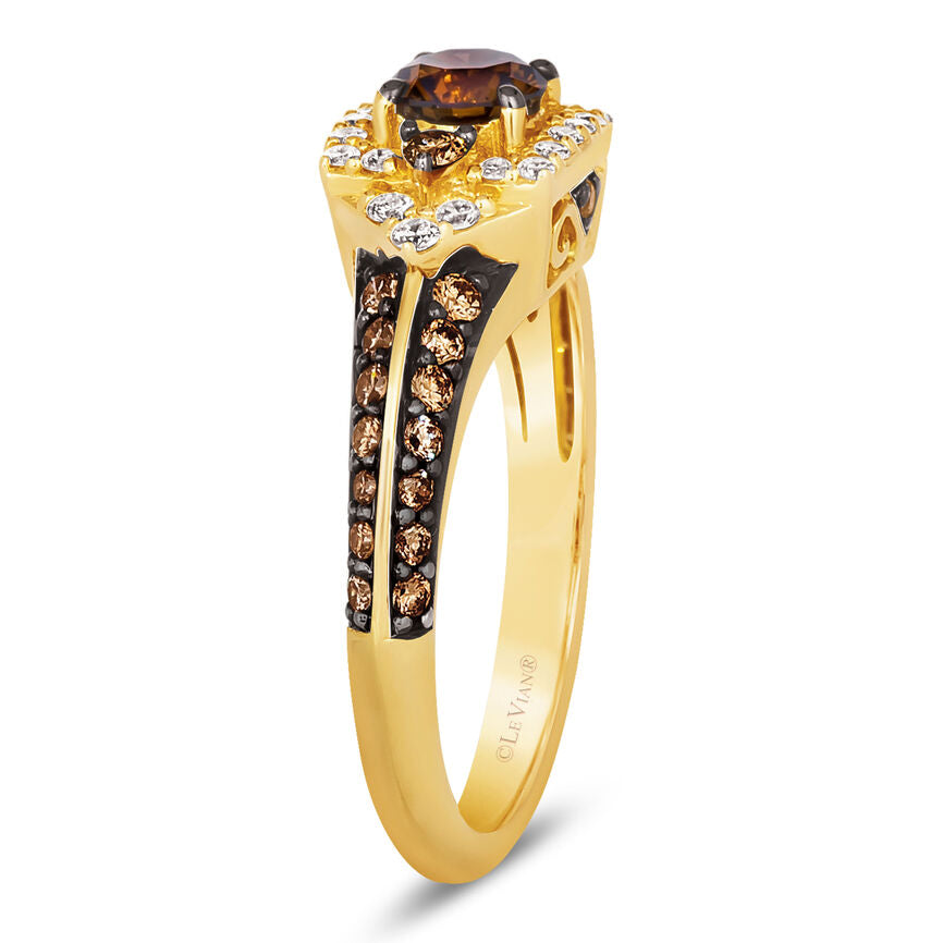 LeVian Diamond Ring 1 cts Cocktail Brown Statement in 14K Yellow Gold Size 7 - BirthStone.com