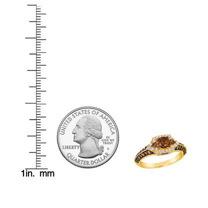 LeVian Diamond Ring 1 cts Cocktail Brown Statement in 14K Yellow Gold Size 5