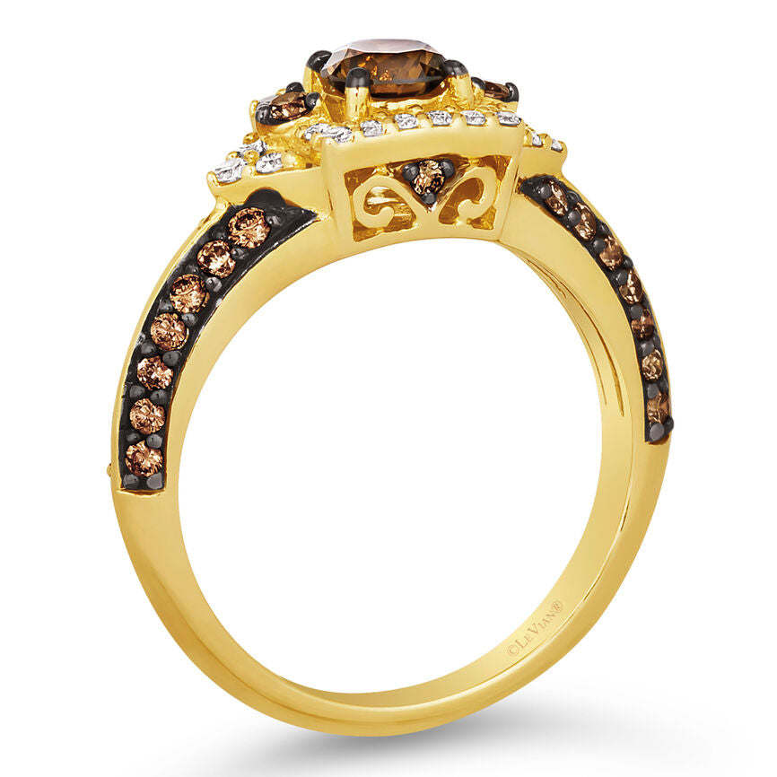 LeVian Diamond Ring 1 cts Cocktail Brown Statement in 14K Yellow Gold Size 7 - BirthStone.com