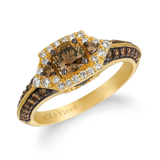 LeVian Diamond Ring 1 cts Cocktail Brown Statement in 14K Yellow Gold Size 7 - BirthStone.com