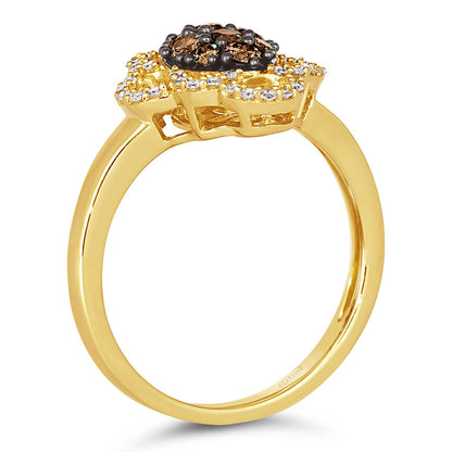 LeVian Diamond Ring 1/2 cts Cocktail Brown Statement in 14K Yellow Gold Size 7 - BirthStone.com