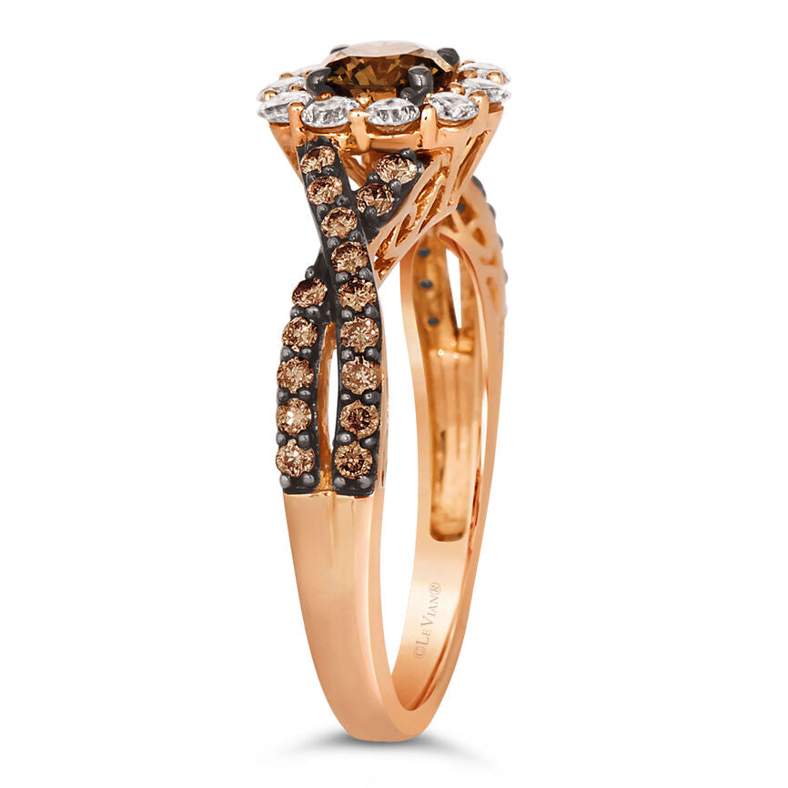 LeVian Diamond Ring 1 cts Cocktail Brown Statement in 14K Rose Gold Size 7 - BirthStone.com