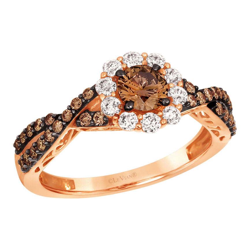 LeVian Diamond Ring 1 cts Cocktail Brown Statement in 14K Rose Gold Size 7 - BirthStone.com