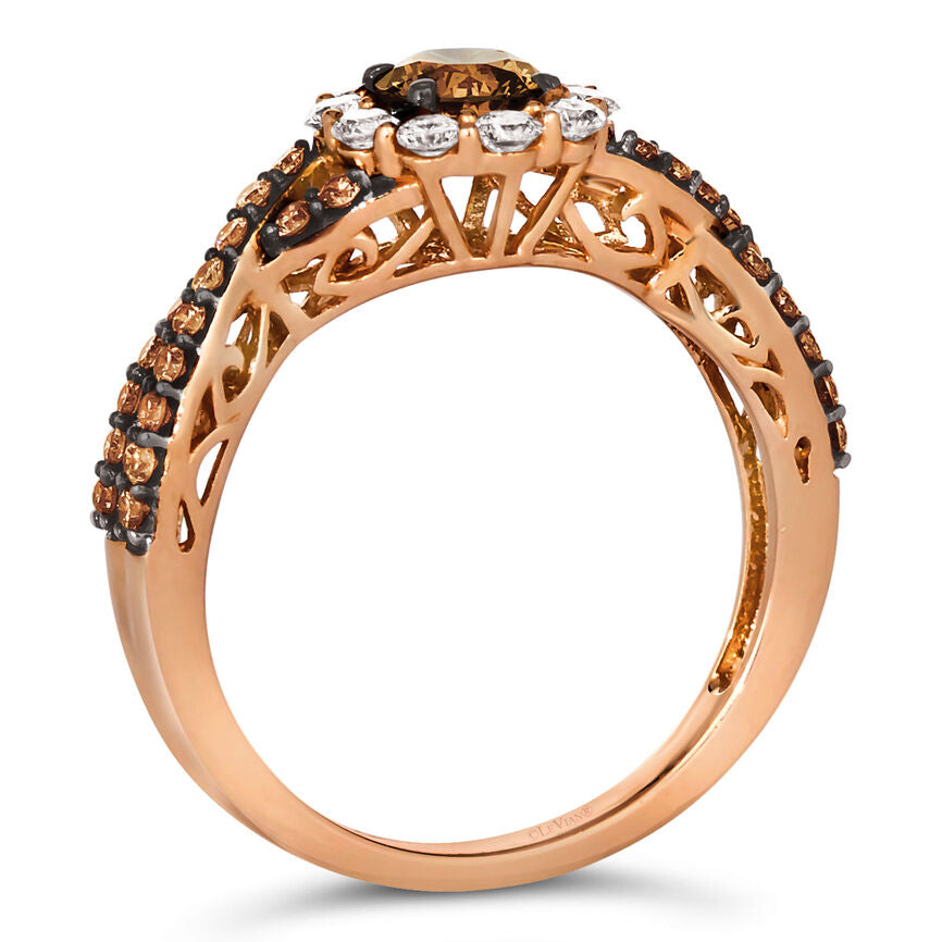 LeVian Diamond Ring 1 cts Cocktail Brown Statement in 14K Rose Gold Size 7 - BirthStone.com