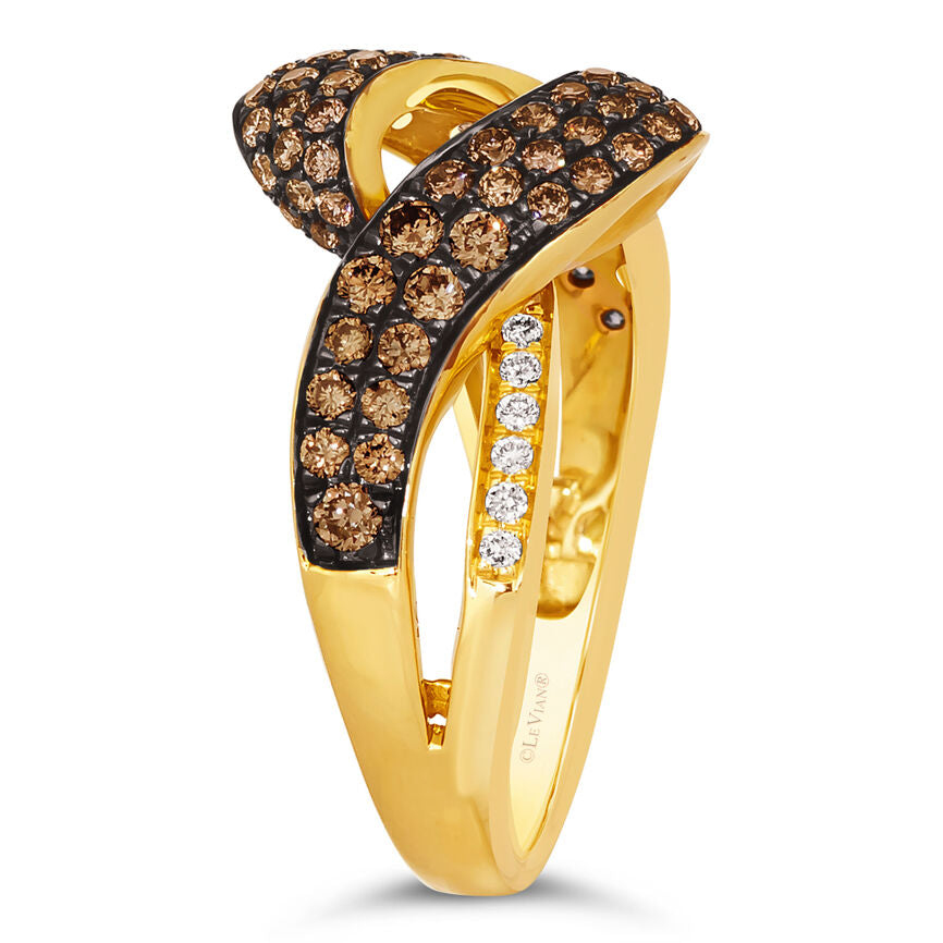 LeVian Diamond Ring 1 1/4 cts Brown Band in 14K Yellow Gold Size 7 - BirthStone.com