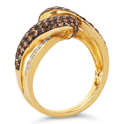 LeVian Diamond Ring 1 1/4 cts Brown Band in 14K Yellow Gold Size 7 - BirthStone.com