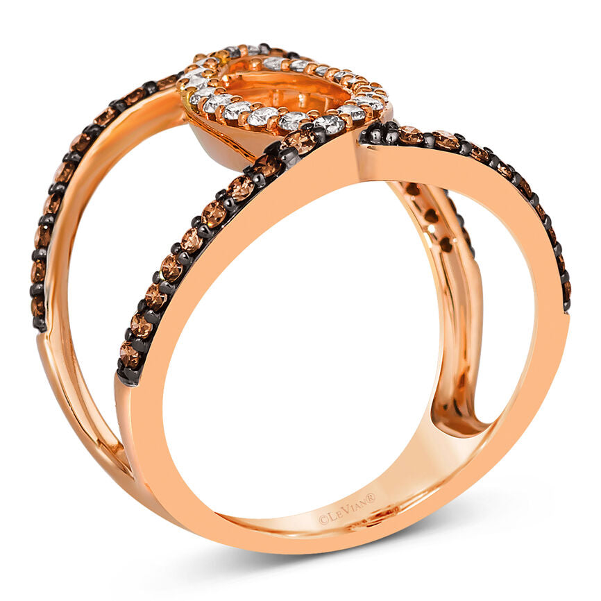 LeVian Diamond Ring 3/4 cts Cocktail Brown Statement in 14K Rose Gold Size 7 - BirthStone.com