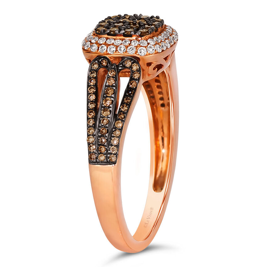 LeVian Diamond Ring 1/2 cts Cocktail Brown Statement in 14K Rose Gold Size 7 - BirthStone.com