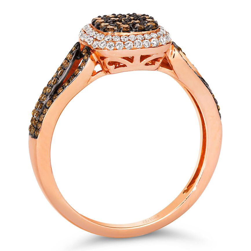 LeVian Diamond Ring 1/2 cts Cocktail Brown Statement in 14K Rose Gold Size 7 - BirthStone.com