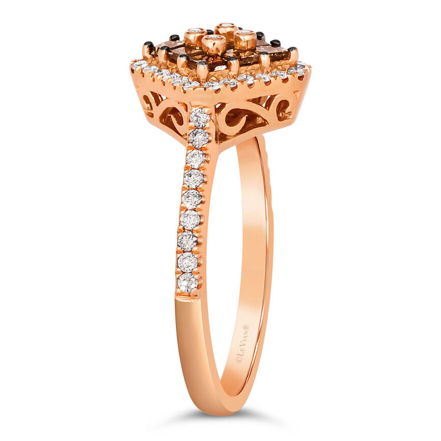 LeVian Diamond Ring 7/8 cts Cocktail Brown Statement in 14K Rose Gold Size 7 - BirthStone.com