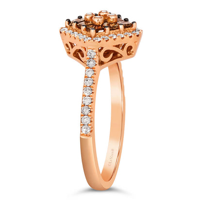 LeVian Diamond Ring 7/8 cts Cocktail Brown Statement in 14K Rose Gold Size 7 - BirthStone.com