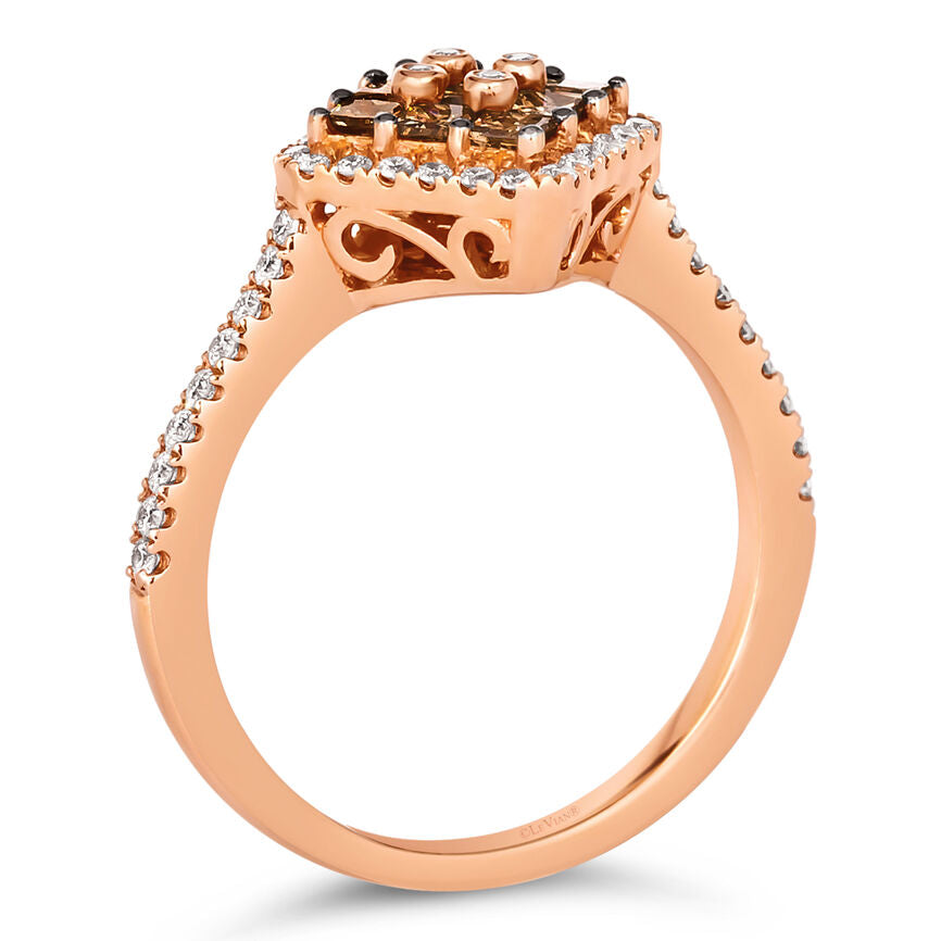 LeVian Diamond Ring 7/8 cts Cocktail Brown Statement in 14K Rose Gold Size 7 - BirthStone.com