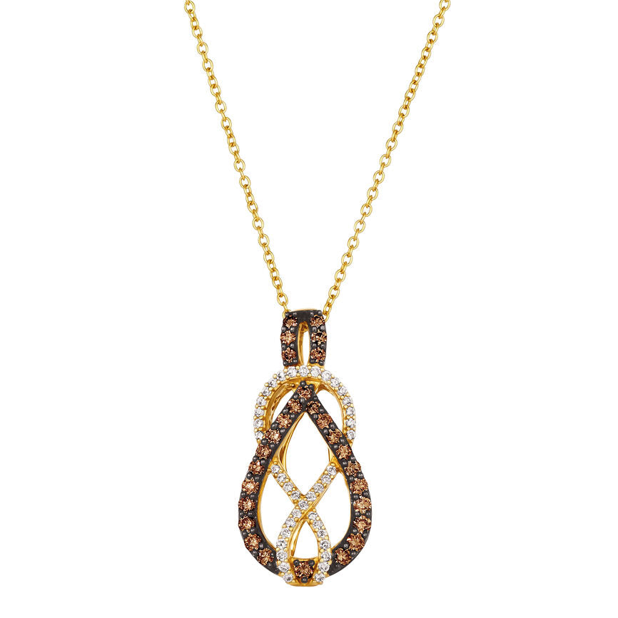 LeVian Diamond Necklace 1/2 cts Brown Pendant in 14K Yellow Gold - BirthStone.com