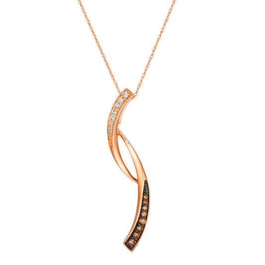 LeVian Diamond Necklace 1/4 cts Brown Pendant in 14K Rose Gold - BirthStone.com