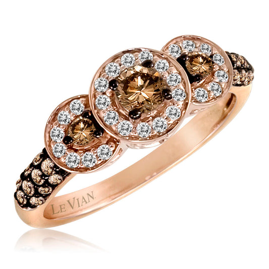 Le Vian Grand Sample Sale Ring featuring Chocolate Diamonds, White Diamonds set in 14K Rose Gold - BirthStone.com