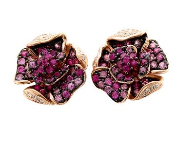 Le Vian Earrings featuring Bubble Gum Pink Sapphire Vanilla Diamonds set in 14K Strawberry Gold - BirthStone.com