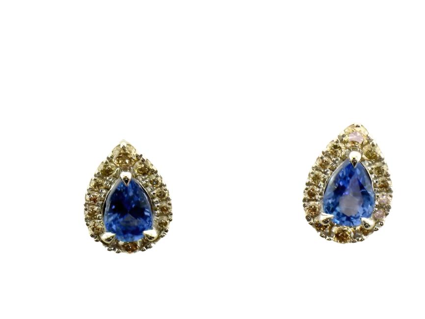 1 1/4 cts Blue Sapphire and Diamond Stud Earrings in 14K White Gold by Le Vian - BirthStone.com