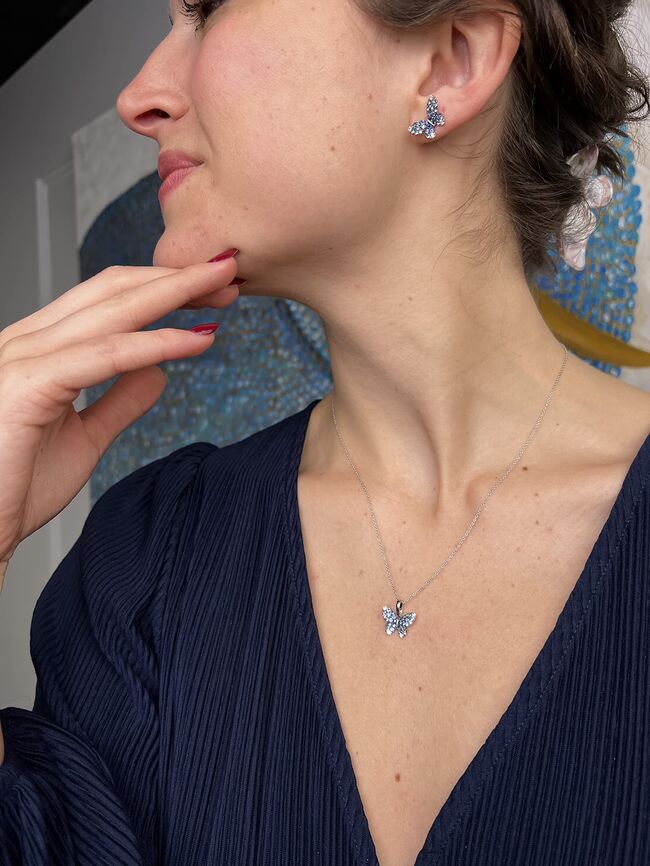 1 3/8 cts Blue Ombre Stud Earrings in 14K White Gold by Le Vian