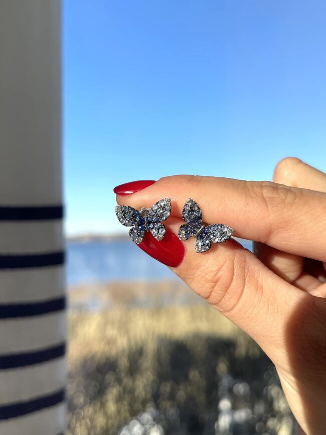 1 3/8 cts Blue Ombre Stud Earrings in 14K White Gold by Le Vian