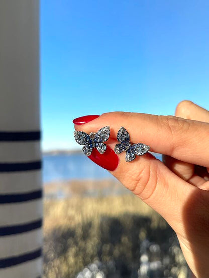 1 3/8 cts Blue Ombre Stud Earrings in 14K White Gold by Le Vian