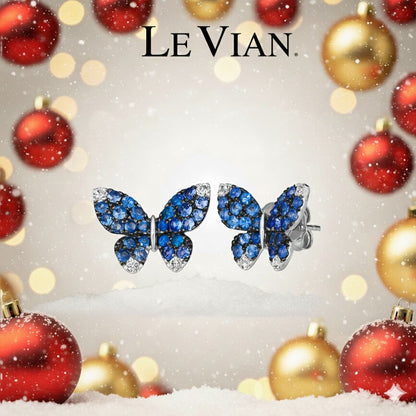 1 3/8 cts Blue Ombre Stud Earrings in 14K White Gold by Le Vian