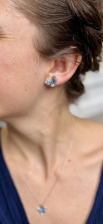 1 3/8 cts Blue Ombre Stud Earrings in 14K White Gold by Le Vian