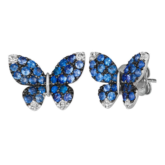 1 3/8 cts Blue Ombre Stud Earrings in 14K White Gold by Le Vian - BirthStone.com