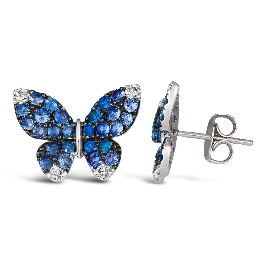 1 3/8 cts Blue Ombre Stud Earrings in 14K White Gold by Le Vian