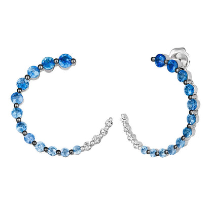 1 2/3 cts Blue Ombre Hoop Earrings in 14K White Gold by Le Vian - BirthStone.com