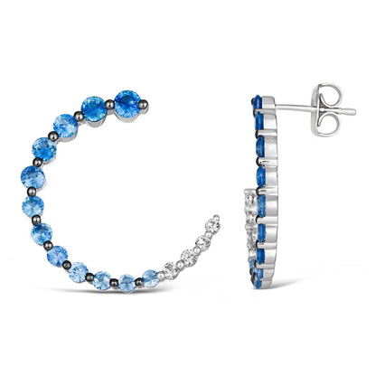 1 2/3 cts Blue Ombre Hoop Earrings in 14K White Gold by Le Vian - BirthStone.com