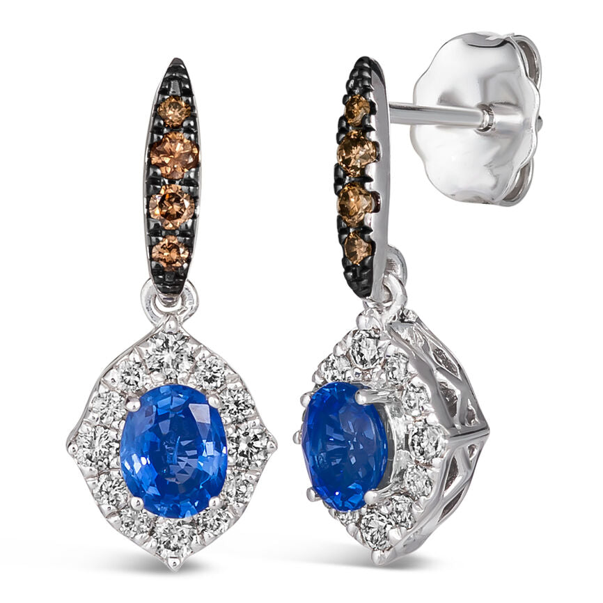 Le Vian Earrings featuring Blueberry Sapphire Chocolate Diamonds, Nude Diamonds set in 14K Vanilla Gold