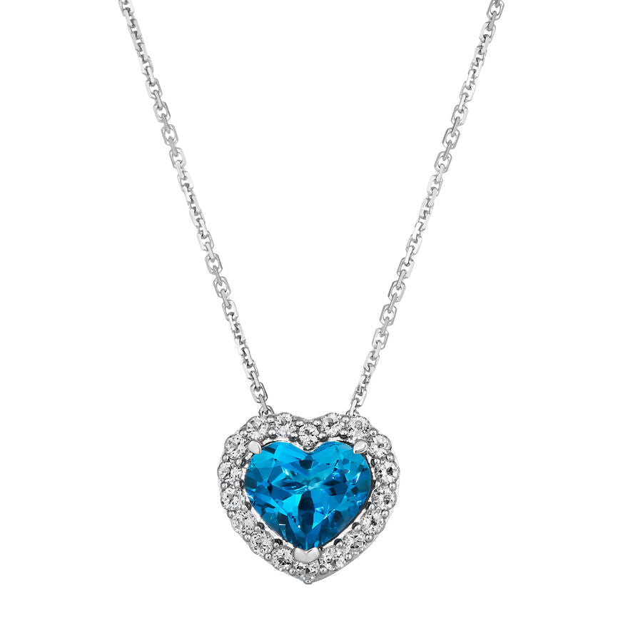 2 1/2 cts Blue London Blue Topaz Pendant Adjustable Necklace in 14K White Gold by Le Vian