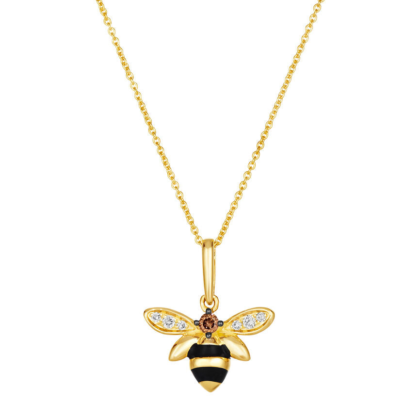 1/8 cts Multicolor Enamel and Diamond 18" Pendant Necklace in 14K Yellow Gold by Le Vian - BirthStone.com