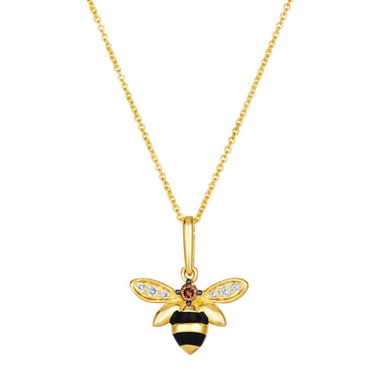 1/8 cts Multicolor Enamel and Diamond 18" Pendant Necklace in 14K Yellow Gold by Le Vian - BirthStone.com