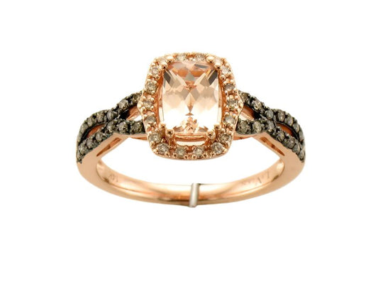 1 cts Pink Morganite and Diamond Size Cocktail Ring in 14K Rose Gold by Le Vian - BirthStone.com