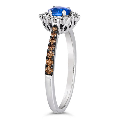 3/4 cts Blue Sapphire and Diamond Size Cocktail Ring in 14K White Gold by Le Vian - BirthStone.com