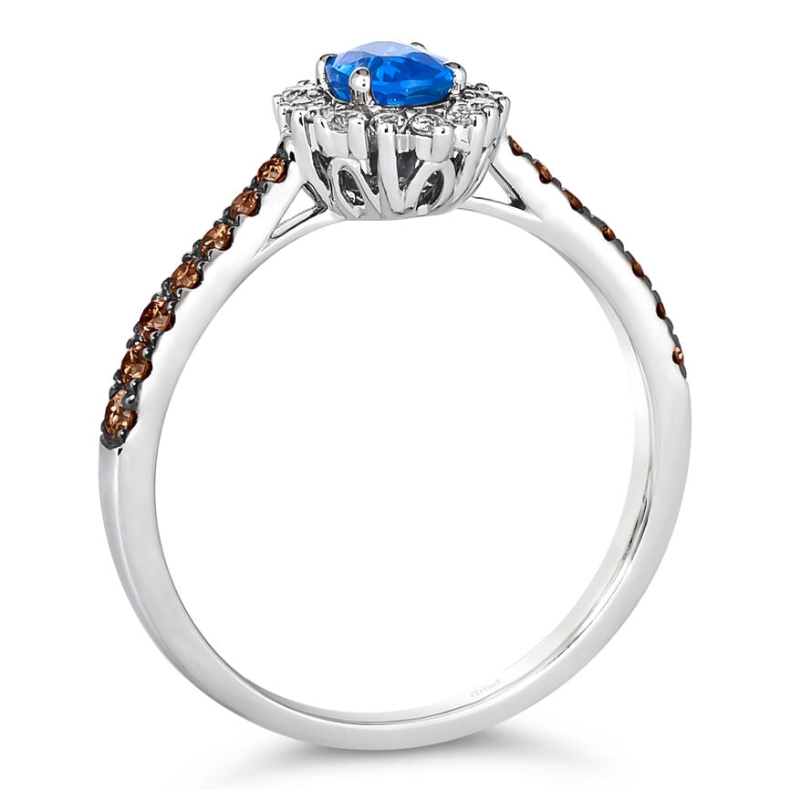 3/4 cts Blue Sapphire and Diamond Size Cocktail Ring in 14K White Gold by Le Vian - BirthStone.com