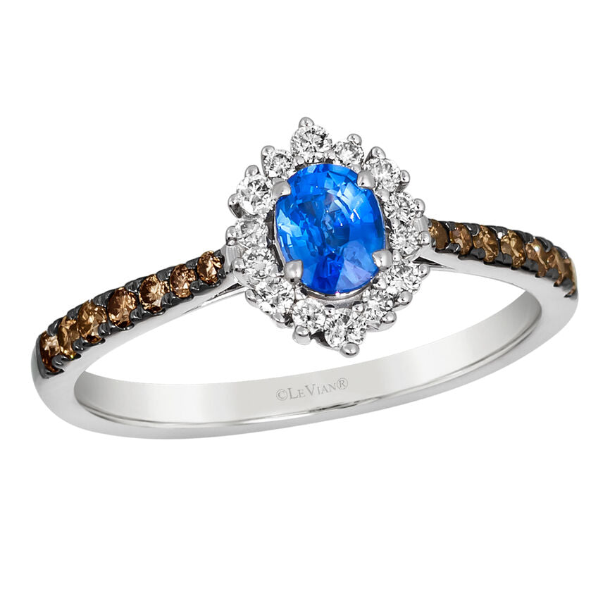 3/4 cts Blue Sapphire and Diamond Size Cocktail Ring in 14K White Gold by Le Vian - BirthStone.com