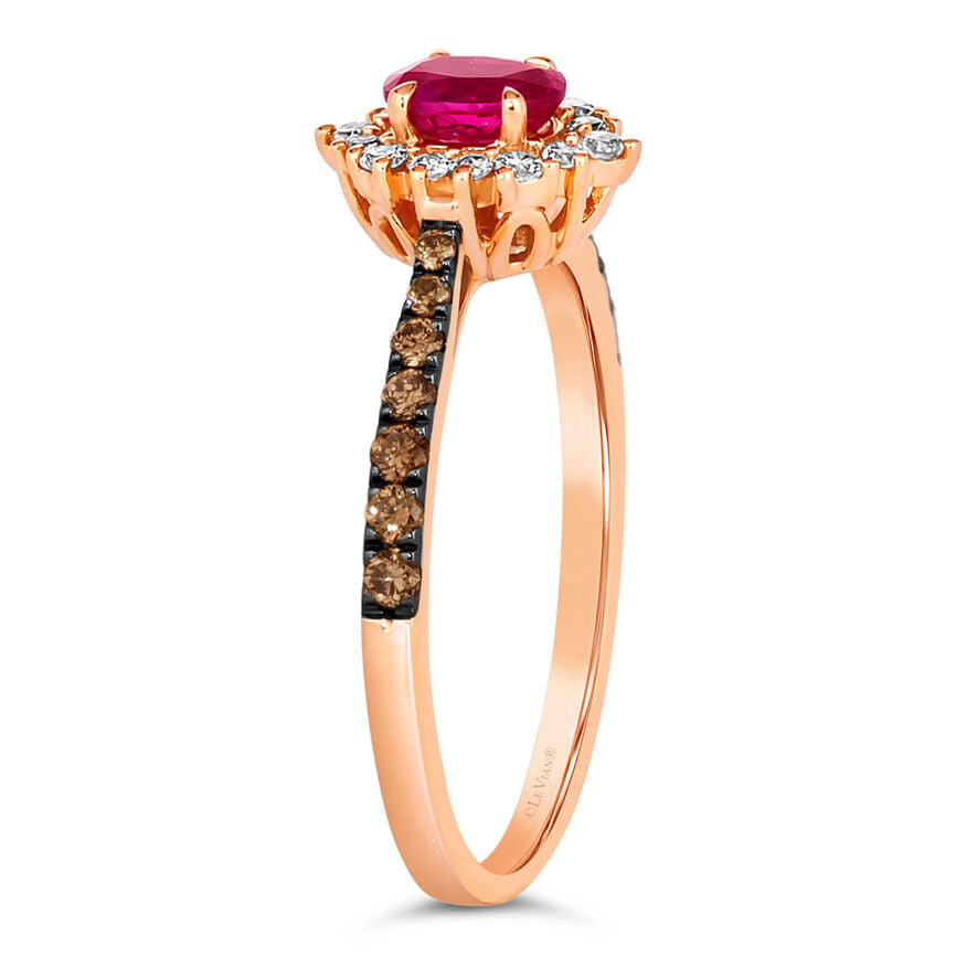 3/4 cts Red Ruby and Diamond Size Cocktail Ring in 14K Rose Gold by Le Vian - BirthStone.com