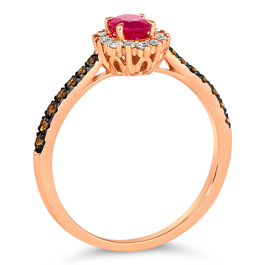 3/4 cts Red Ruby and Diamond Size Cocktail Ring in 14K Rose Gold by Le Vian - BirthStone.com